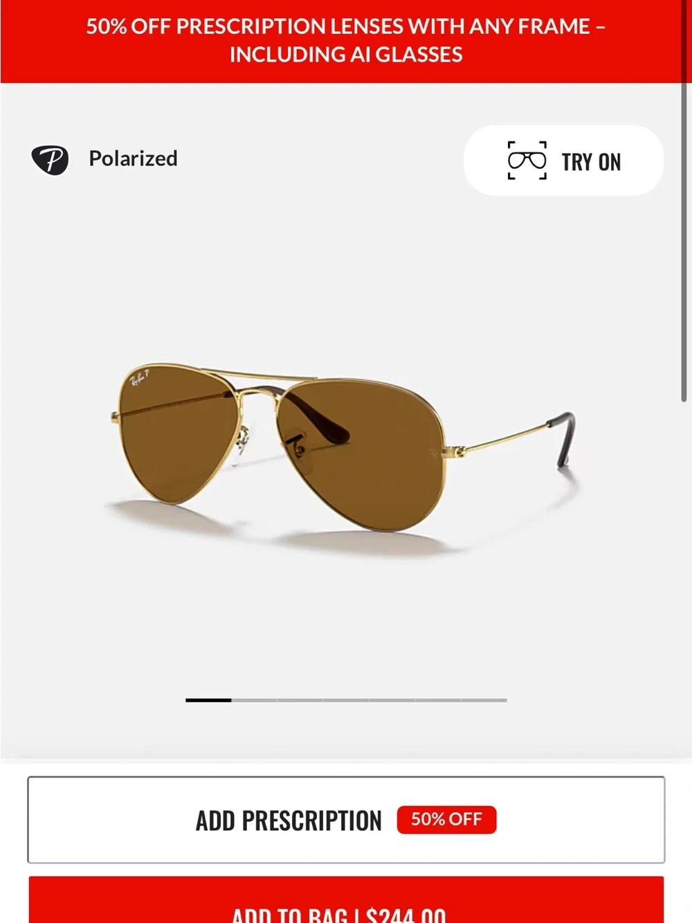 Ray-Ban Classic Aviator Sunglasses - Polished Gold Frame